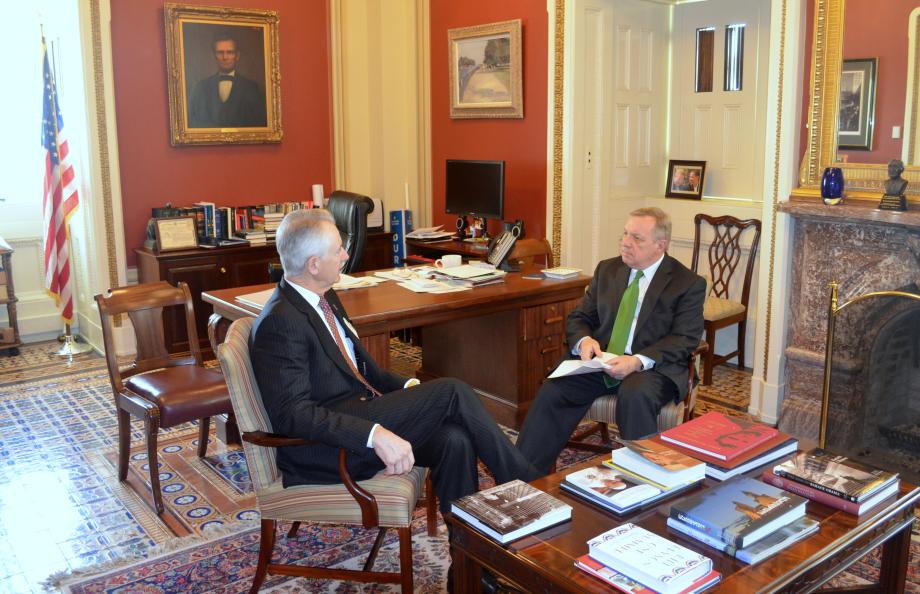 U.S. Senator Dick Durbin (D-IL) met with American Trucking Association CEO Bill Graves to discuss highway safety issues.